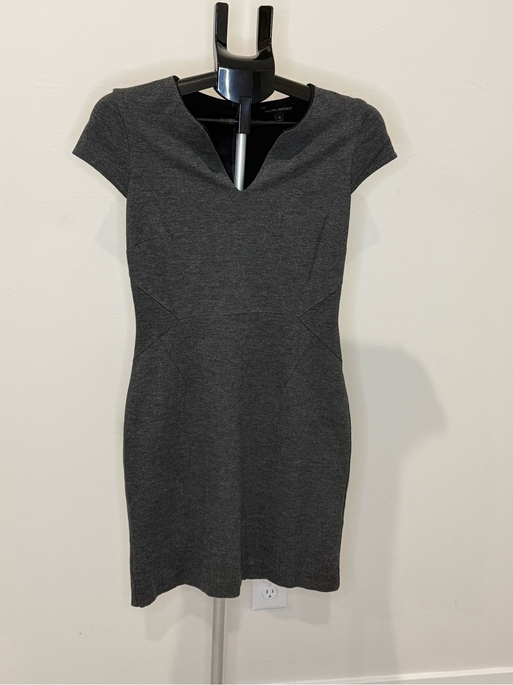 Banana Republic Charcoal Gray Notch-Neck Sheath Mini Dress